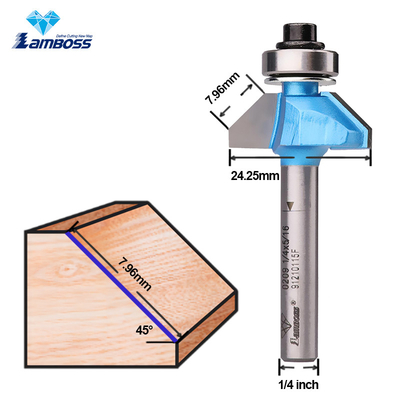Δορυφορικός δρομολογητής Lamboss 45 βαθμών Chamfer Bit με ρουλεμάν για ξυλοκόπημα